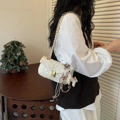 Women 2026 New Fashion Package Simple Daily Commuting Foreign Style Rhombus Chain Versatile One Shoulder Pack Messenger Bag