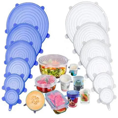 6pcs Food Grade Silicone Preservation Cover Reusable Airtight Food