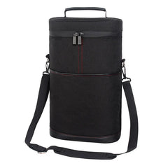 Portable Outdoor Wine Cooler Bag, Holds 2 Bottles 750ml Red Wine Beer, Handheld Insulated Travel Wine Carrier with Glass Storage
