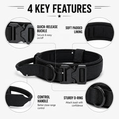Tactical Dog Collar with Handle Heavy Duty Nylon Collar for Medium Large Dogs Adjustable Camo Pet Collar with Metal Buckle