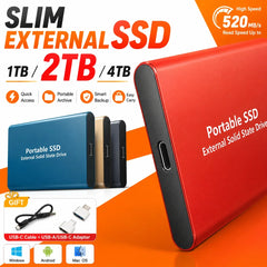 1TB 2TB Shockproof Portable External Hard Drive USB3.2 Type-C SSD Plug Play Hard Disk  For Laptop Mac