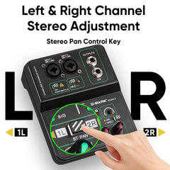 G-MARK Studio 2 Mini 2-Channel Audio Mixer with 48V Phantom Power 32-bit 96kHz Sound Interface for Recording Podcasting Live Streaming And DJ Parties