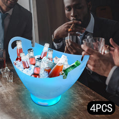 Bluetooth LED Ice Bucket 1.85Gal 7‑Color Light Rechargeable Speaker Wine Cooler Large Capacity with Hidden Handles Non‑Slip Base for Party Home Bar Gift BBQ