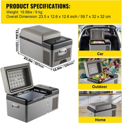 SucceBuy 20L 22L 35L 45L 55L Car Refrigerator Mini Fridge Freezer Portable Compressor Cooler 12/24V DC 110-240V Ice Box