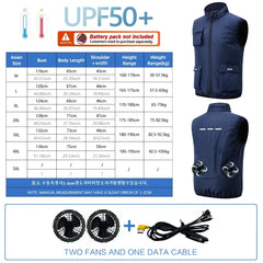 Summer Cooling 2-4 Fan Holes Fan Workwear, Unisex Short Sleeve, Outdoor Sun Protection & Cooling Vest with Built-in Fans