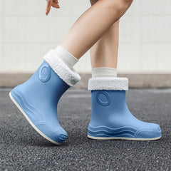 Lightweight rain boots for women, mid tube Japanese rain boots, anti slip, waterproof, wear-resistant thick soled rubber shoes,