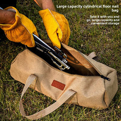 Outdoor Cylindrical Camping Storage Bag Portable Handbag for Tent Stakes Wind Ropes Durable Cylinder Pouch for Camping Accessori