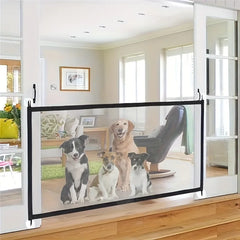 Pet Dog Barrier Fences with 4pcs Hook Pet Isolated Network Stairs Gate New Folding Breathable Mesh Playpen for Dog Safety Fence