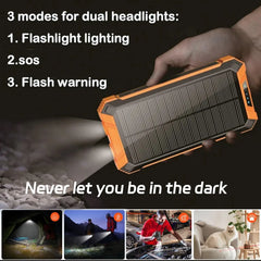 Solar Power Bank 38000mAh, Portable Solar External Battery Pack Built-in 4 Cable, 22.5W Portable Charger for Camping and Outdoor