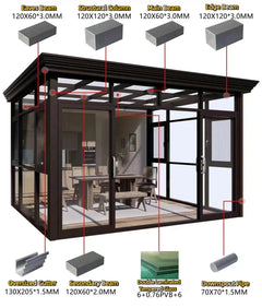 Modern Windproof Aluminum Sunroom Full Thermally Insulated Glass Outdoor Garden Room Weatherproof Greenhouse Cabin