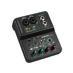 G-MARK Studio 2 Mini 2-Channel Audio Mixer with 48V Phantom Power 32-bit 96kHz Sound Interface for Recording Podcasting Live Streaming And DJ Parties