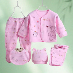 5 Pcs/set Newborn Baby 0-3 Month Clothing Set Babies T-Shirt Pants Hat Boy Girl Clothes Cotton Set