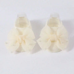 Soft Baby ulle Bow with Pearl Embellishments Socks  Ideal for Birthday & Photoshoot baby socks