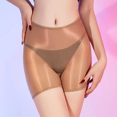 Women Sexy Panties Oil Shiny Glossy Transparent Boxers High Elastic Underwear Ultra-Thin Seamless See-through High Waist Boxer