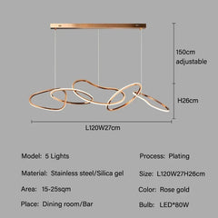 Modern Rings Pendant Lights Black&Golden for Living Dining Room Bedroom Ceiling Chandelier Lamps Indoor Hanging Lighting Fixture