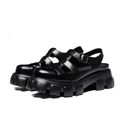 6 Cm Height Platform Mens Genuine Leather Sandals Luxury Handmade Quality 2024 New Designer Black Summer Formal Social Shoes Man