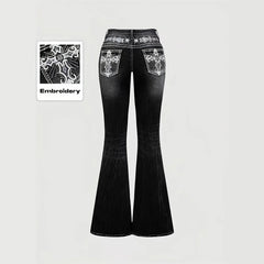 2026trendy Y2K Style Flare Jeans for Women Dark Wash Skinny Fit with