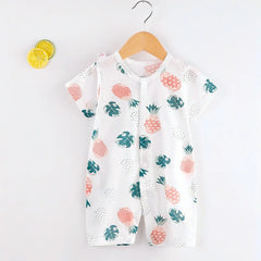 Newborn Short Sleeve Onesie Soft Breathable Lightweight Open Front Romper for 0-1 Year Baby Loungewear