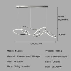 Modern Rings Pendant Lights Black&Golden for Living Dining Room Bedroom Ceiling Chandelier Lamps Indoor Hanging Lighting Fixture