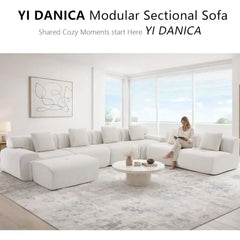 Heavy-Duty 122 Sectional Sofa with Ottoman, Premium Corduroy, 1200lbs Capacity, High-Density Foam (Beige, 3 Seater & 1 Ottoman)