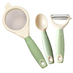 3PCS Baby Food Preparation Kit Baby Feeding Spoon Food Strainer Peeler Infant Feeding Tools
