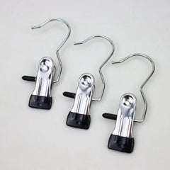 Premium Stainless Steel Clothes Pegs with Hooks - Space-Saving Laundry Hangers for Pants, Towels & Closet Organization