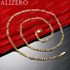 Alizero 18K Gold 4MM Figaro Chain Necklace Fashion Hip Hop Punk