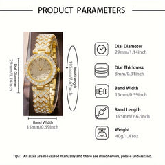 6-piece/set women's watch luxury rhinestone quartz watch gold fashion simulation watch and jewelry set