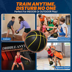 580G Silent Basketball Noiseless Dribble Indoor Size 7- 29.5inch PU Foam Airless Basketball Quiet Bounce 90% of Real Basketball