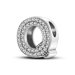 Fit Original Bangle Bracelet DIY A-Z Alphabet Charms Bead 925 Sterling Silver CZ Zircon LOVE Letter Dangle Pendant Jewelry Gift
