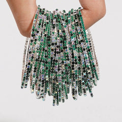 5pcs Fashion Colorful Acrylic Crystal Rhinestone Elastic Bracelet for