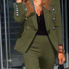 2 Piece Business Set Women's Dressy Long Sleeve Blazer and Pencil Pant