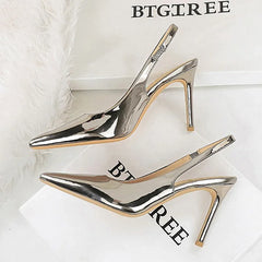BIGTREE 2026 New Design Fashion Patent Leather  Pointed Toe Hollow Pumps Woman Thin Heels Ladies Party Shoes Zapatillas De Mujer