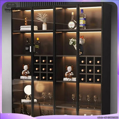 Mini Wine Cabinet Coffee Bar Cabinet for Living Room Home Decor Liquor Display Storage Furniture Wooden Beverage Cooler with