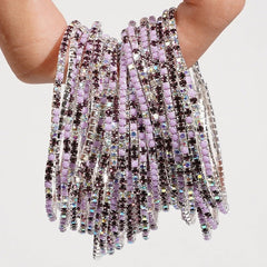 5pcs Fashion Colorful Acrylic Crystal Rhinestone Elastic Bracelet for