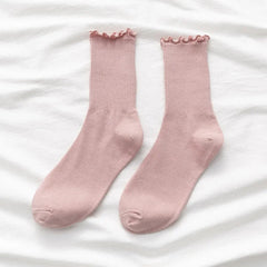 Ruffle Socks Women White Black Frilly Lolita Style Japanese Maiden Cute Kawaii Cotton Harajuku Princess Crew Socks Calcetines
