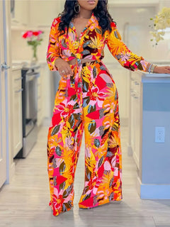 Spring Summer New Long Sleeved Printed Suit for Women Fashion Lapel