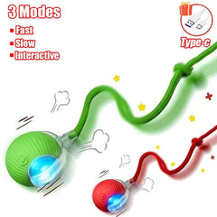 New Cat Interactive Ball Toy Automatic Rolling Ball Faux Tail Rechargeable Smart Pet Electric Toy Dog Cat Training Imitate Mouse