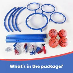 4 Hoop Toddler Basketball Set With 4 Balls & Pump, Multi Height Indoor Outdoor Basketball Goal Toy For Preschool Kids Ages 3+