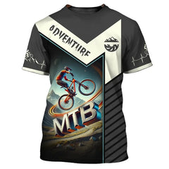 Outdoor Mountain Bike Sport Theme Printed Short-sleeve T-shirt Breathable Casual Sport Top for Cycling Enthusiasts