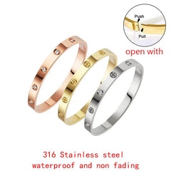New Design Gold Color Zircon and Cross Nut Nail Bracelet Gold & Bangle
