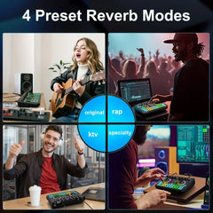 Tenlamp  X3-B333 Mic Mixer Set Podcast Influencer KOL Singing Gaming DJ Mixing Station Controller Equipment Studio Recording Electronic Music Mixer Power Karaoke Machine Available Dynamic Condenser Wireless Microphone Microfo