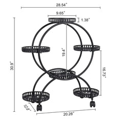 Heavy Duty Metal Plant Stand with Lockable Wheels Garden Cart Flower Pots Holder for Indoor Outdoor Use