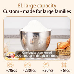 SUNATUR 8L Stand Mixer Machine 2000W Electric Kitchen Blender Household Auto Dough Kneading Egg Beating Cream All-in-One Mixer