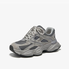 BEAUTODAY Chunky Sneakers Women Mesh Mixed Round Toe Lace-up Thick Sole New Breathable Ladies Sports Shoes Handmade HW29A14