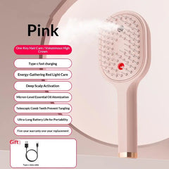 Electric Steam Hair Straightening Brush Water Spray Wet Dry Use USB-C Fast Charging Portable Hair Tool for Salon Travel Use