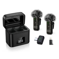 Wireless Lavalier Microphone, AI Noise‑Reduction Lapel Mic With Charging Case, Plug‑and‑Play for iPhone Android Vlog Live Stream