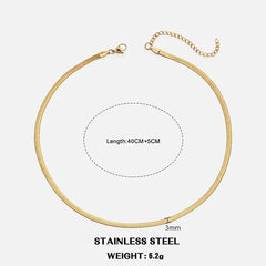 Hot Classic Unisex Flat Snake Chain Choker Necklace For Women Stainless Steel Herringbone Gold Silver Color Fashion Jewelry Gift