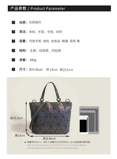 Luminous Spring and Summer New Women's Bag, Geometric Rhombus Bucket Bag, Fashionable and Versatile Handbag, Large Capacity Shoulder Crossbody Bag