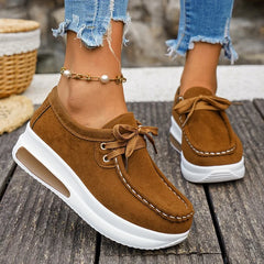 Basic Color Platform Loafers for Women Spring Light Thick Sole Wedge